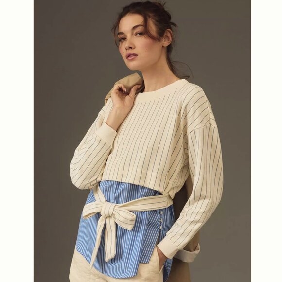 NWT Anthropologie French Terry Twofer Sweatshirt - Picture 2 of 6